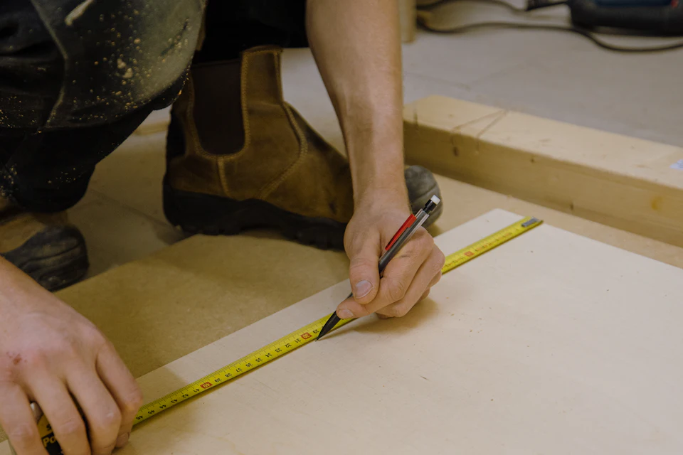 Measuring and marking a board before a carpentry cut